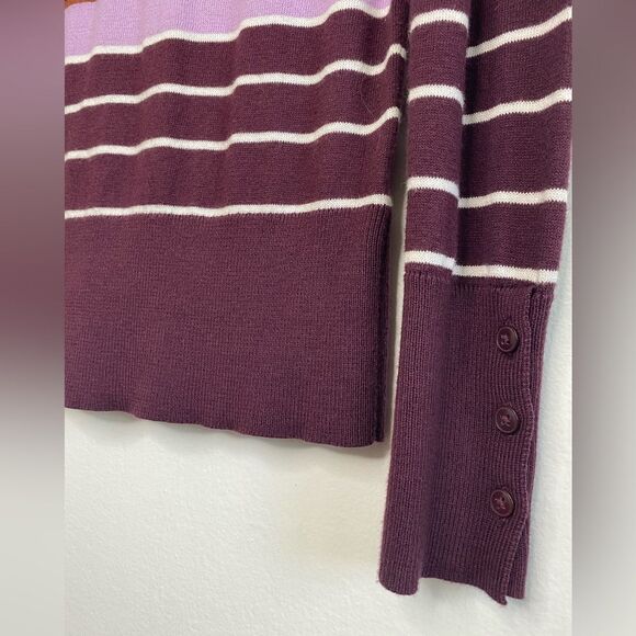 Halogen Freya Striped Multicolor Sweater Size Small Purple Burgundy - Picture 3 of 6